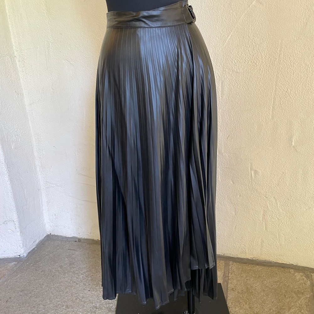Zara Faux-Leather Pleated Skirt